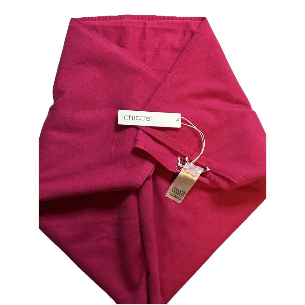Chicos Travel Wrap Haute Pink Cashmere Blend Knit Scarf Shawl 570355032 NEW